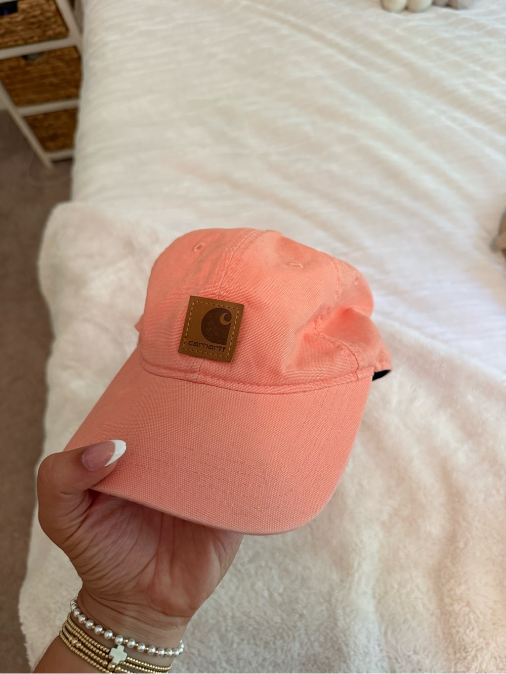 Carhartt Kids Peach Pink Canvas Cap with Leather Patch